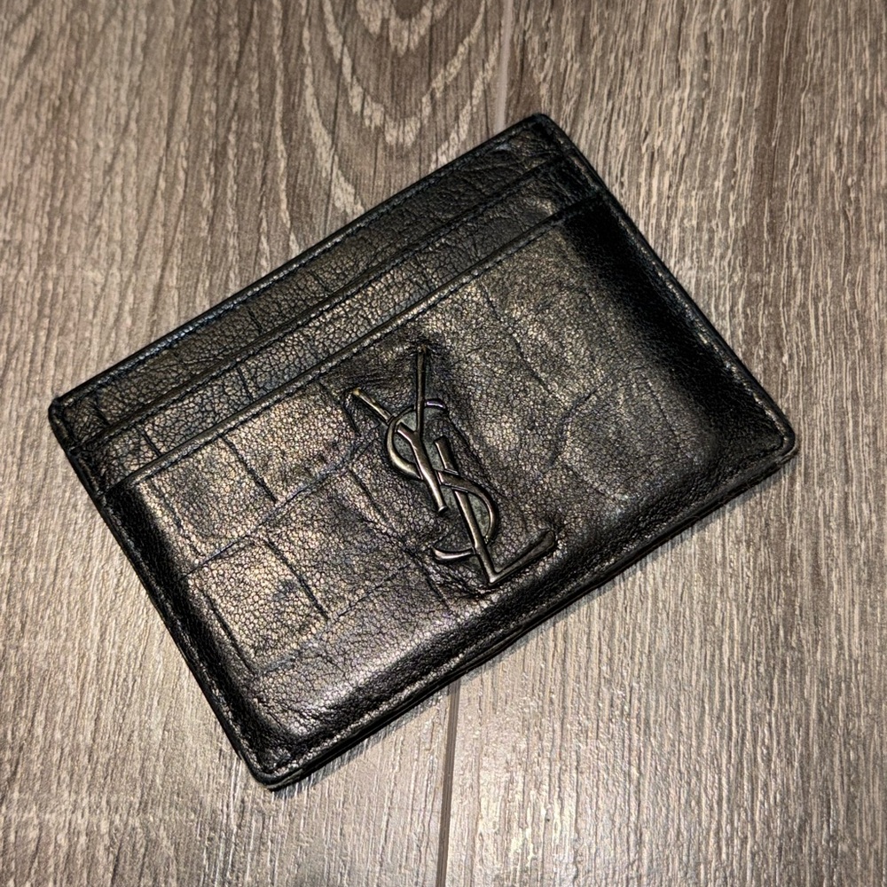 Yves Saint Laurent Black Leather Card Holder